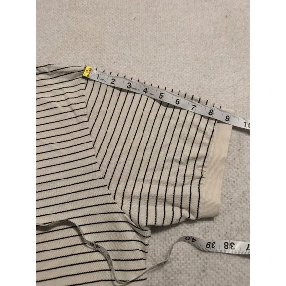 Polo Ralph Lauren Mens Large Cream Navy Striped Short Sleeve Pique Polo Shirt - Picture 5 of 8